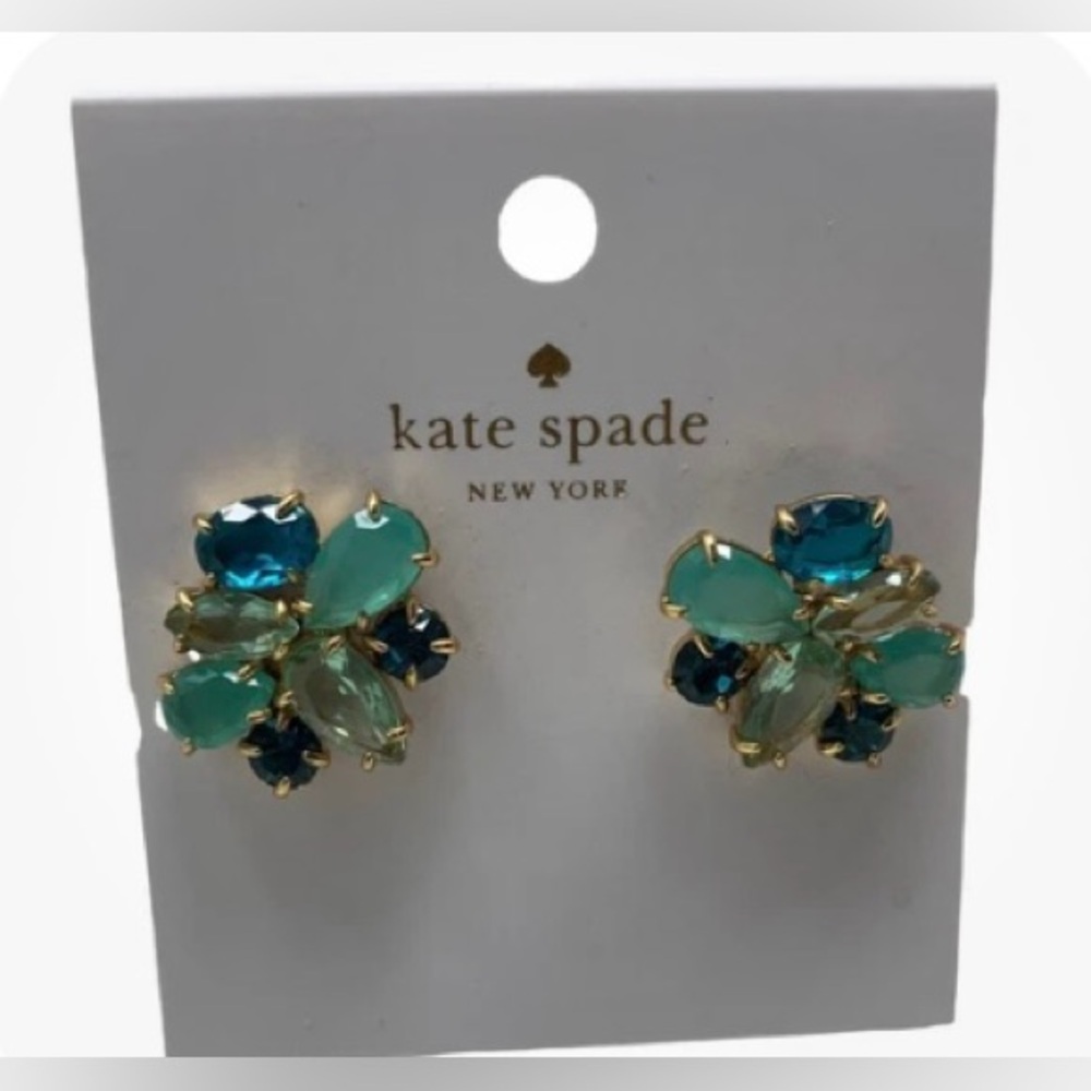 KATE SPADE New York Pierced Teal Greens Stud Earring Gold Toned Hardware